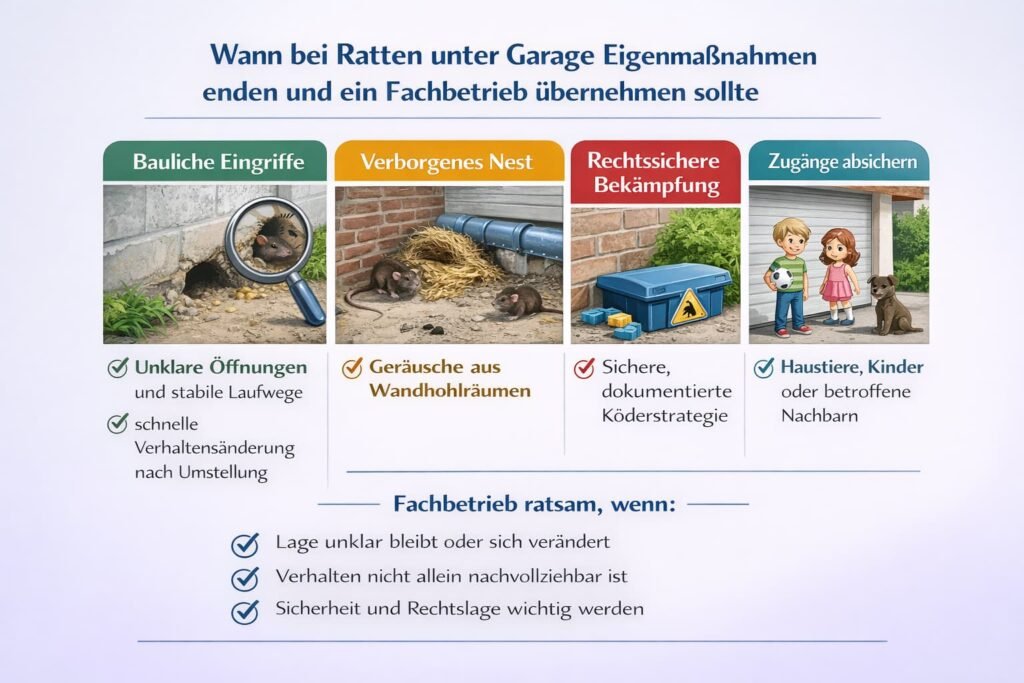 Wann bei ratten unter garage Eigenmaßnahmen enden und ein Fachbetrieb übernehmen sollte