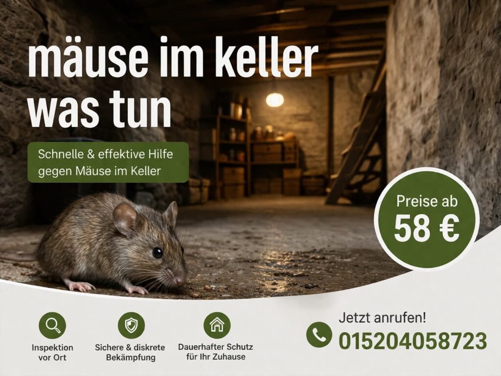 Mäuse im Keller was tun? Soforthilfe 24/7 ab 58 Euro