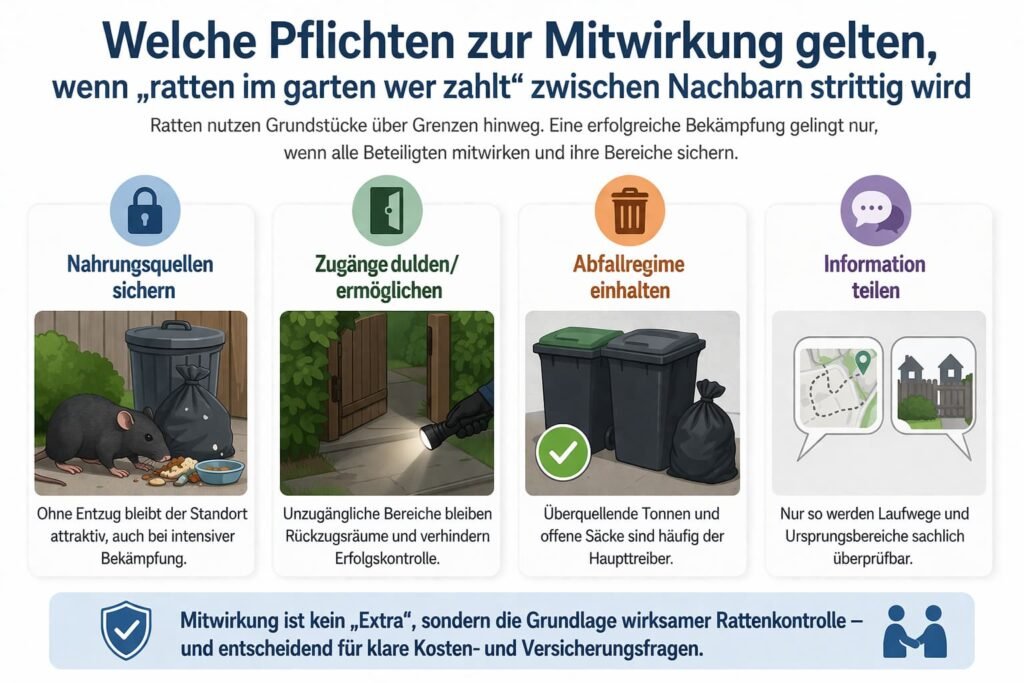 Welche Pflichten zur Mitwirkung gelten, wenn „ratten im garten wer zahlt“ zwischen Nachbarn strittig wird
