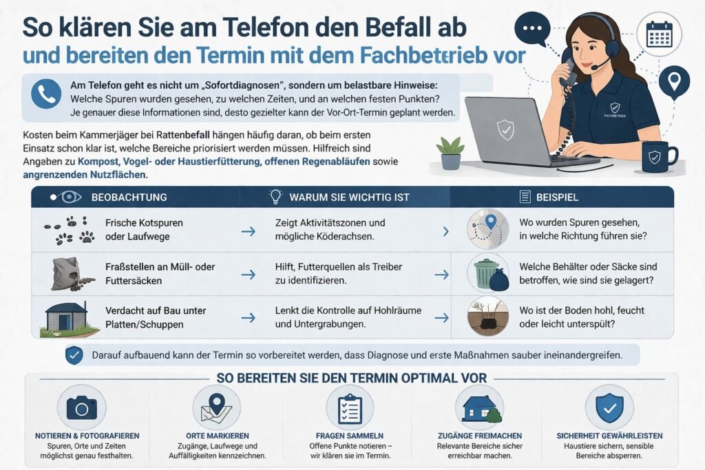 So klären Sie am Telefon den Befall ab und bereiten den Termin mit dem Fachbetrieb vor
