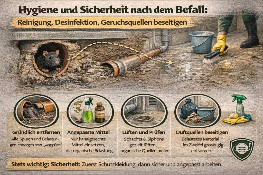 Hygiene und Sicherheit nach dem Befall: Reinigung, Desinfektion, Geruchsquellen beseitigen