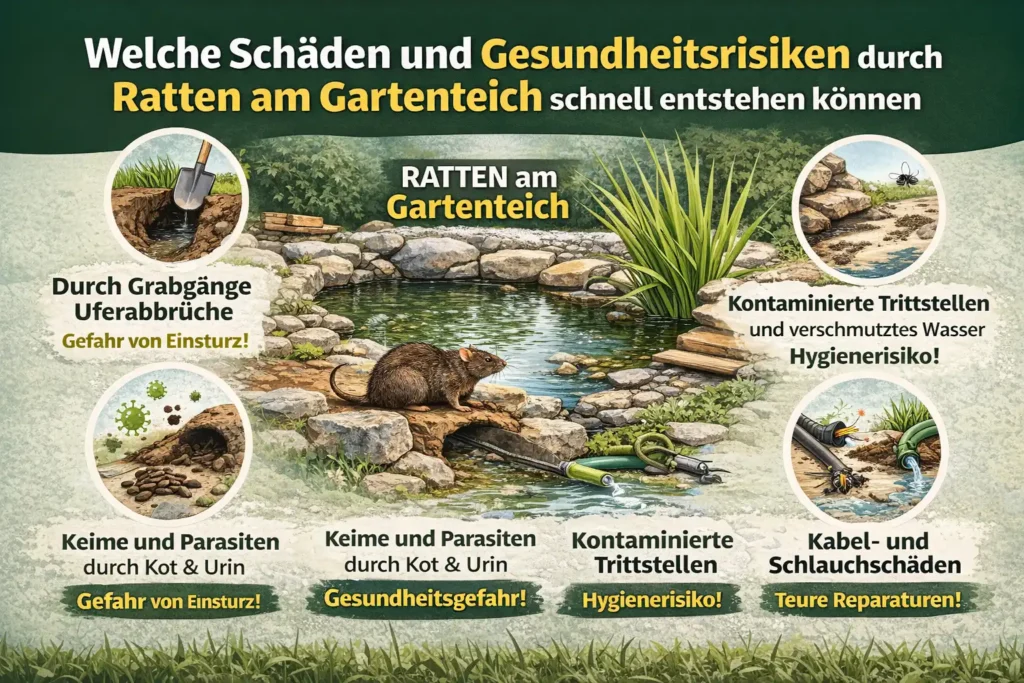 Welche Schäden und Gesundheitsrisiken durch Ratten am Gartenteich schnell entstehen können