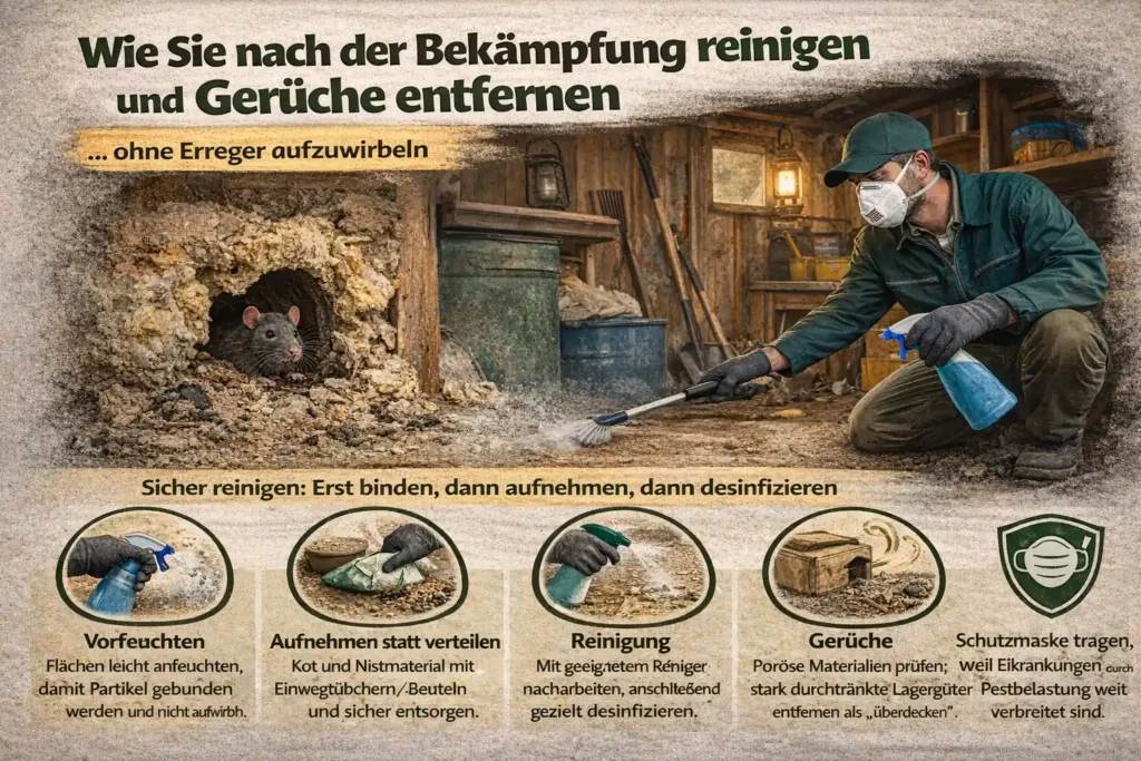 Wie Sie nach der Bekämpfung reinigen und Gerüche entfernen, ohne Erreger aufzuwirbeln