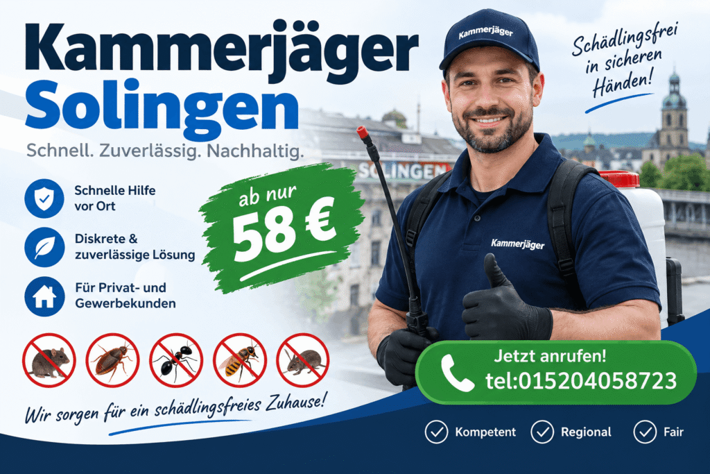 Kammerjäger Solingen bei Schädlingsbefall – professionelle Schädlingsbekämpfung vor Ort