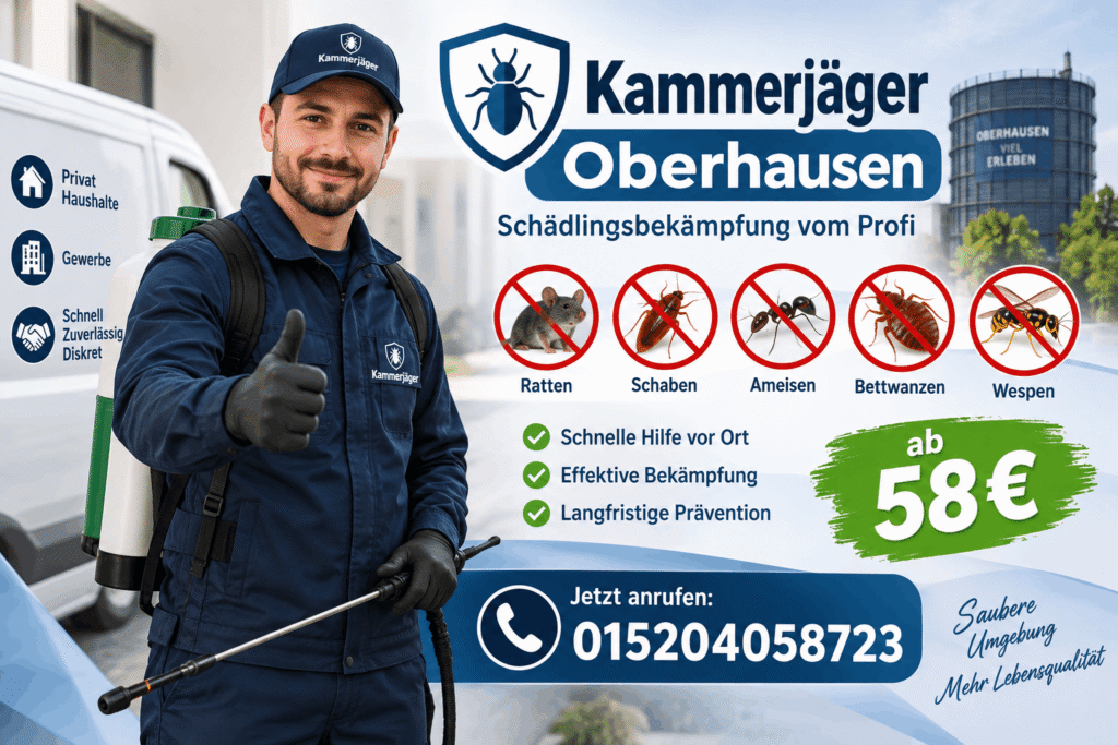 Kammerjäger Oberhausen bei der professionellen Schädlingsbekämpfung vor Ort